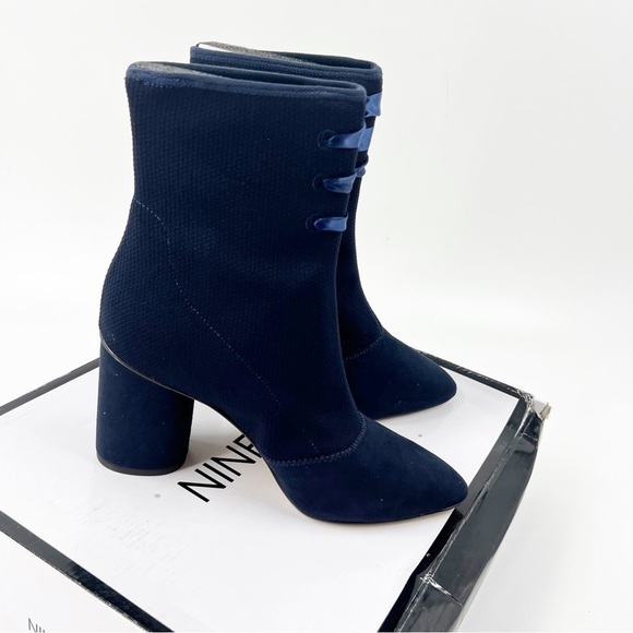 ✅ NWB Nine West Women’s Cartolina Boots Sz 9.5 Navy Blue - Picture 1 of 11